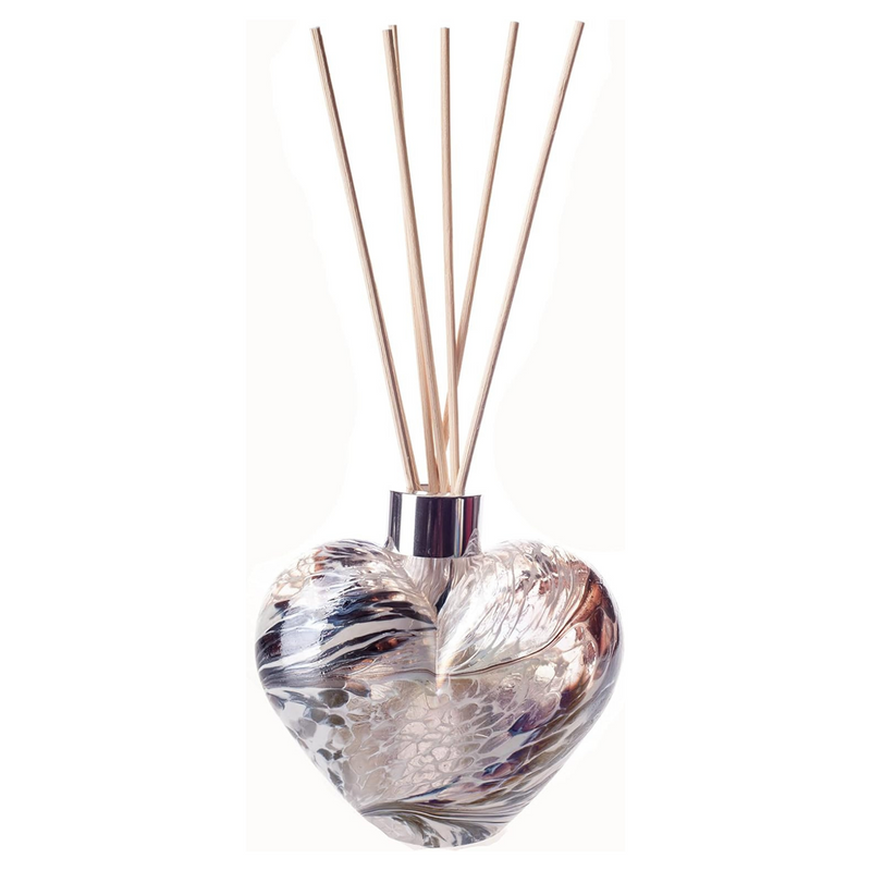 Glass Heart Reed Diffuser in Frosted White & Grey