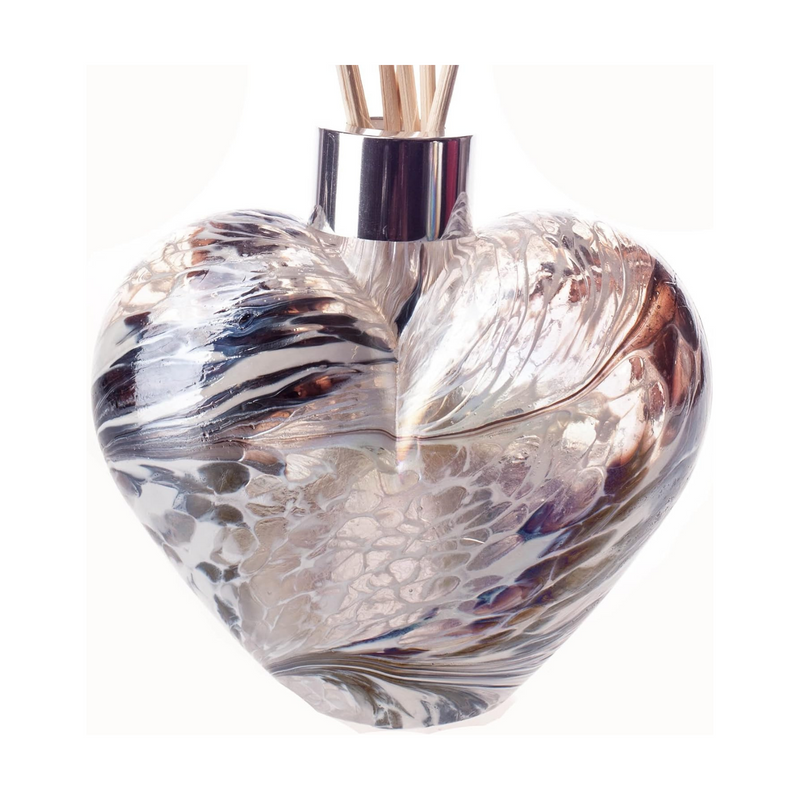 Glass Heart Reed Diffuser in Frosted White & Grey