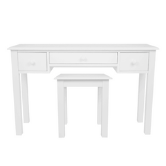 Ashwell Cotton White 3 Drawer Dressing Table & Stool Set