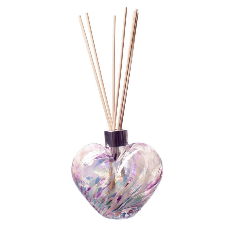 Glass Heart Reed Diffuser in Pink & Blue