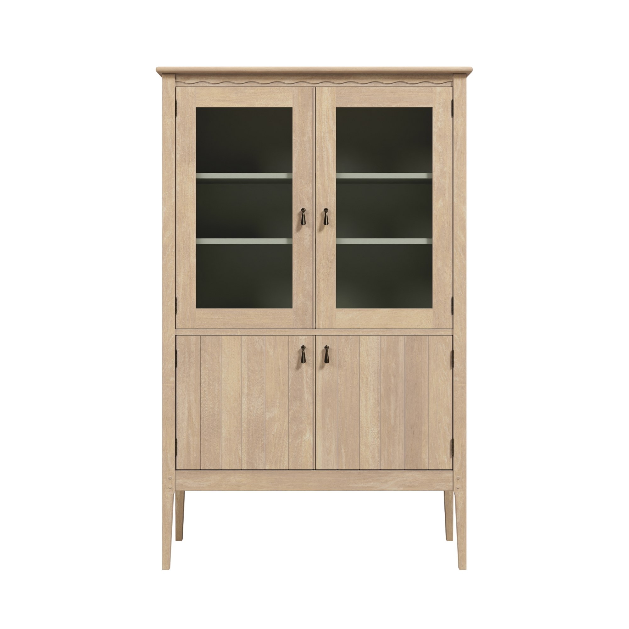 Calford Washed Oak 4 Door Glazed Cabinet