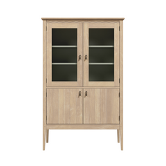 Calford Washed Oak 4 Door Glazed Cabinet