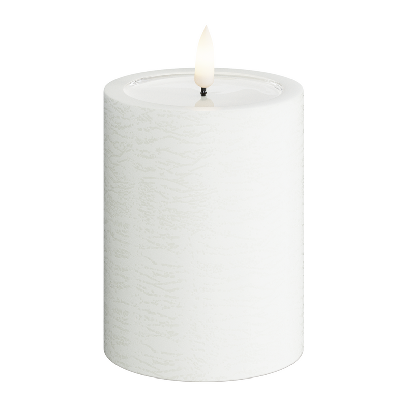 Textured Real Wax White LED Candle