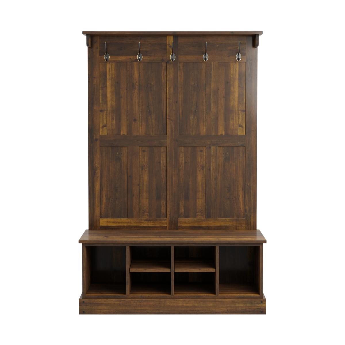 Garrat Dark Chestnut Tall Bench with Coat Rack