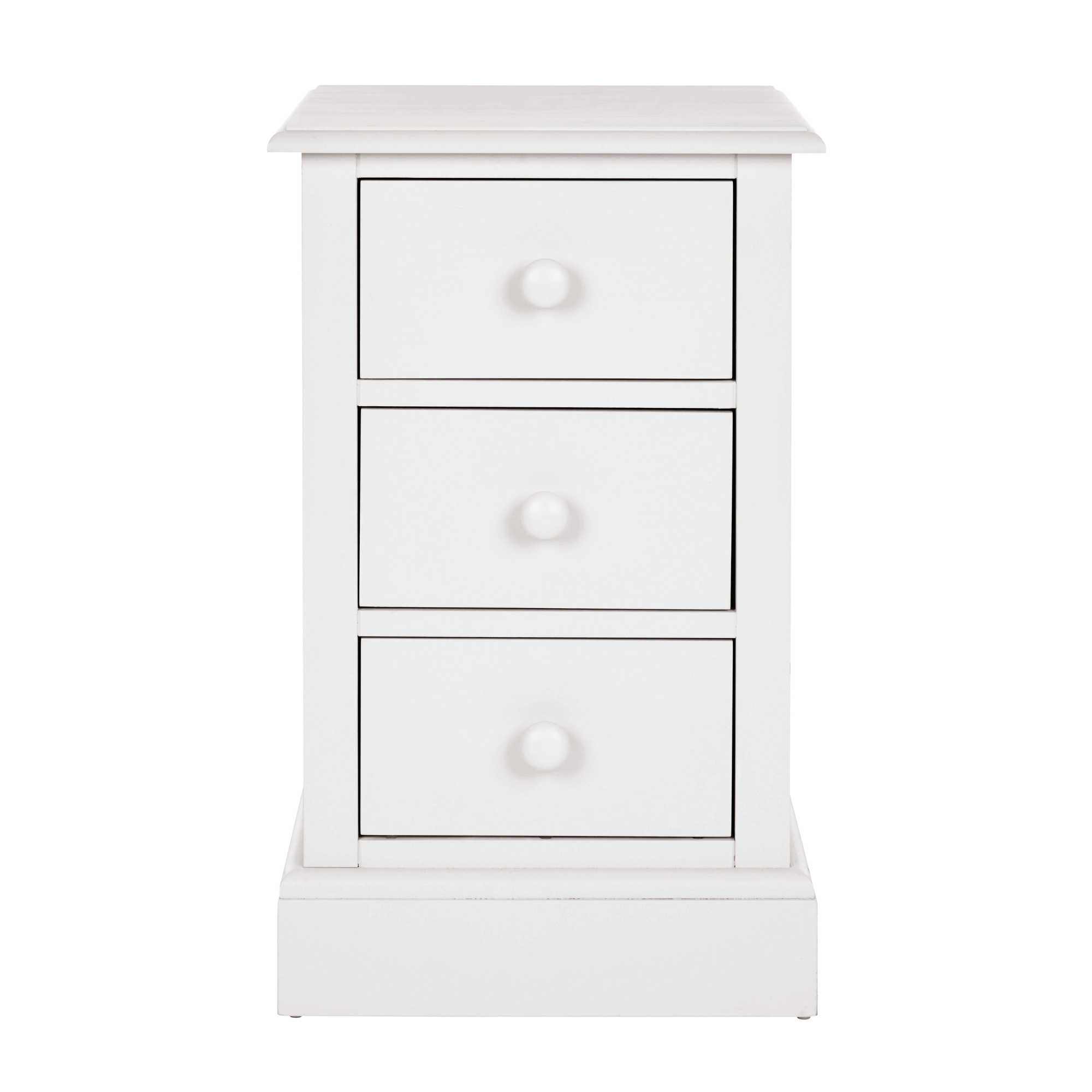 Ashwell Cotton White 3 Drawer Bedside Chest