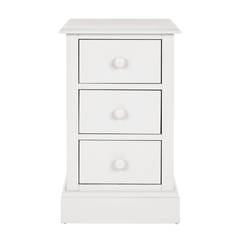 Ashwell Cotton White 3 Drawer Bedside Chest