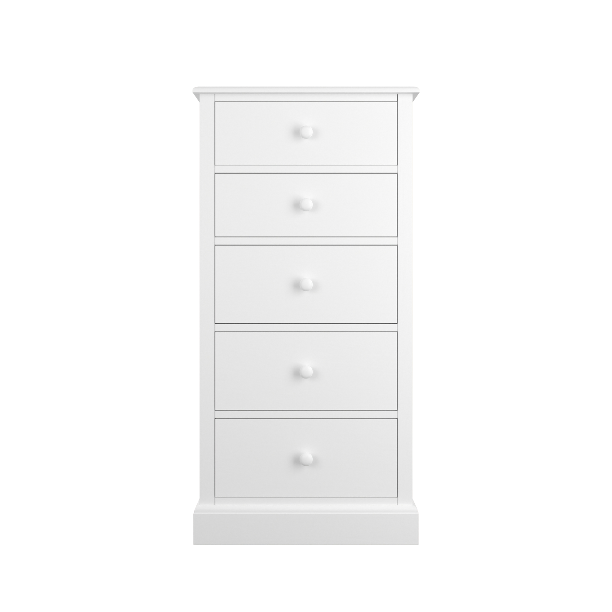 Ashwell Cotton White 5 Drawer Tall Chest