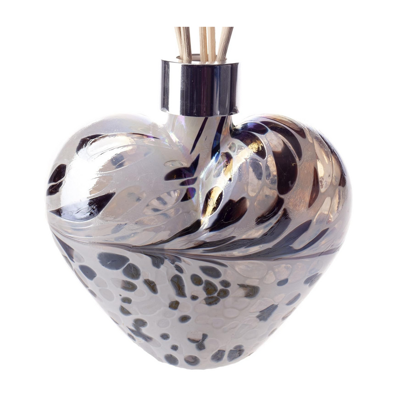 Glass Heart Reed Diffuser in Black, Grey & White