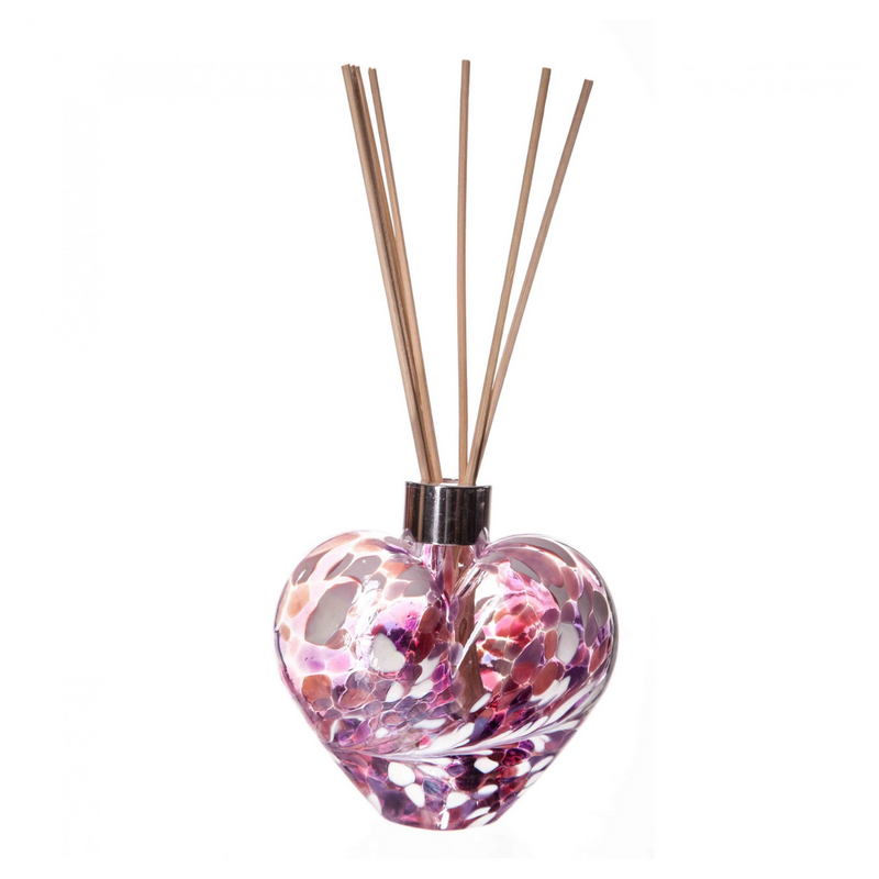 Glass Heart Reed Diffuser in White, Pink & Violet