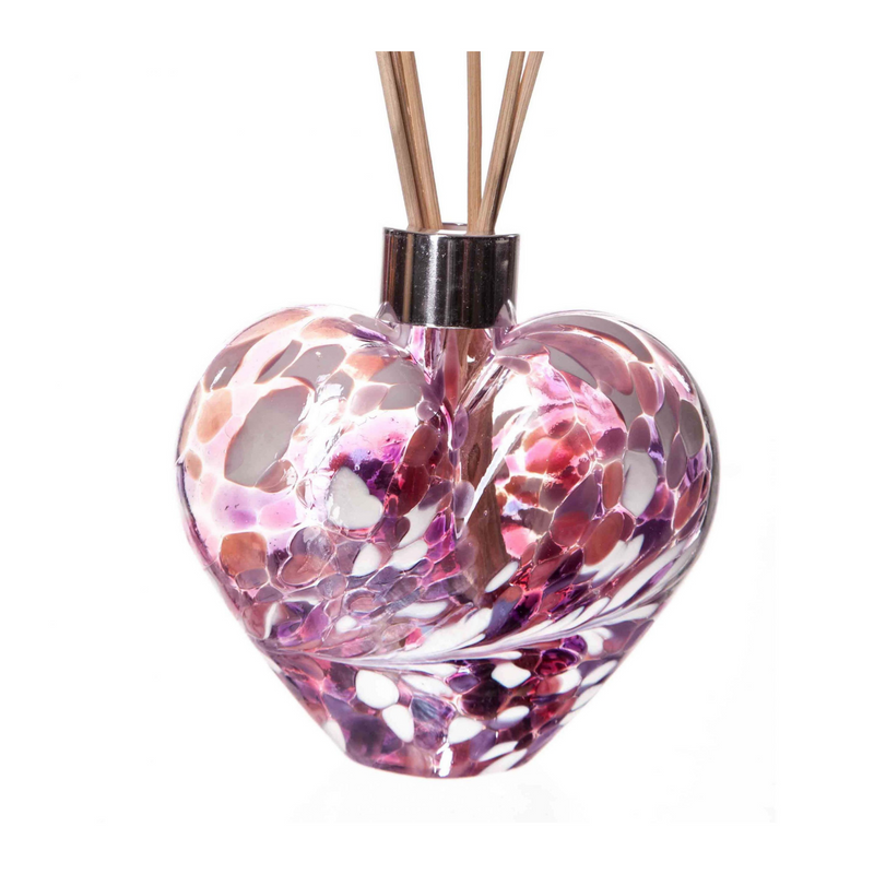Glass Heart Reed Diffuser in White, Pink & Violet