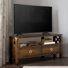 Balmoral Dark Chestnut 2 Drawer Corner TV Unit