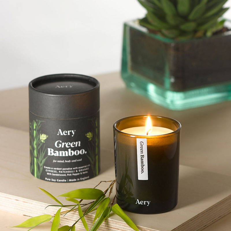 Green Bamboo Candle - Cypress, Patchouli & Orange