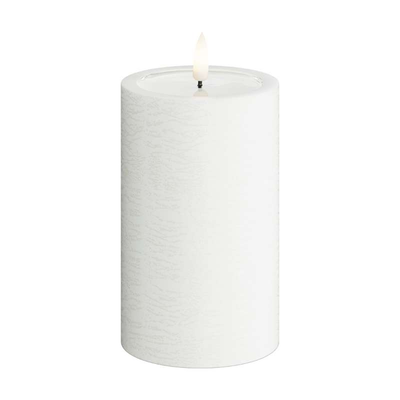 Textured Real Wax White LED Candle