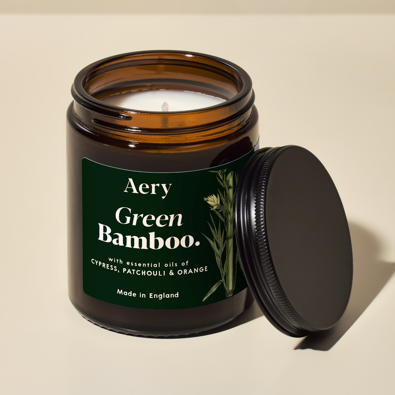 Green Bamboo Jar Candle - Cypress, Patchouli & Orange