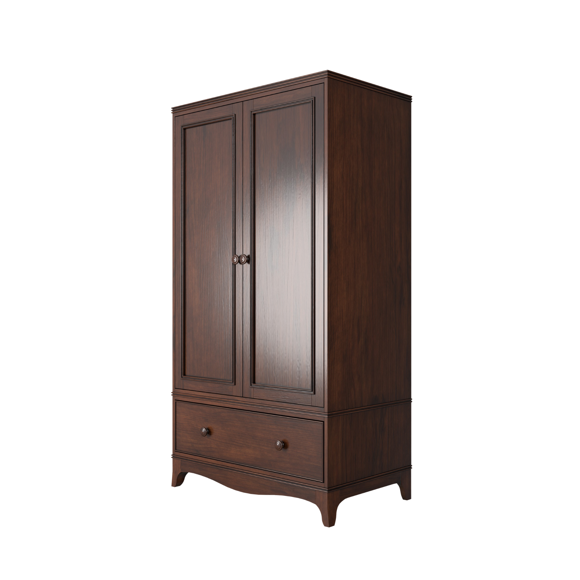 Broughton Dark Wood 2 Door 1 Drawer Wardrobe