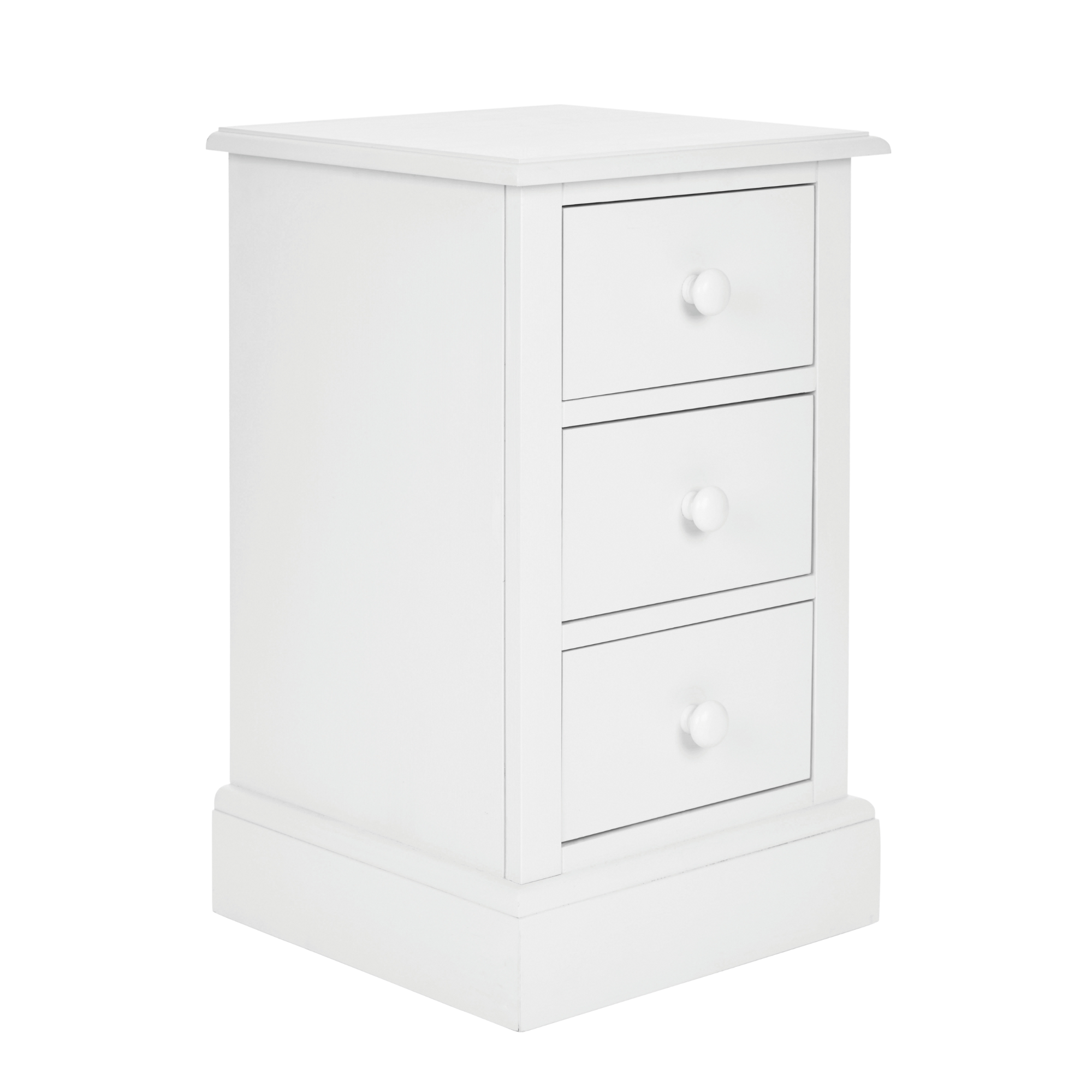 Ashwell Cotton White 3 Drawer Bedside Chest