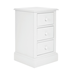 Ashwell Cotton White 3 Drawer Bedside Chest