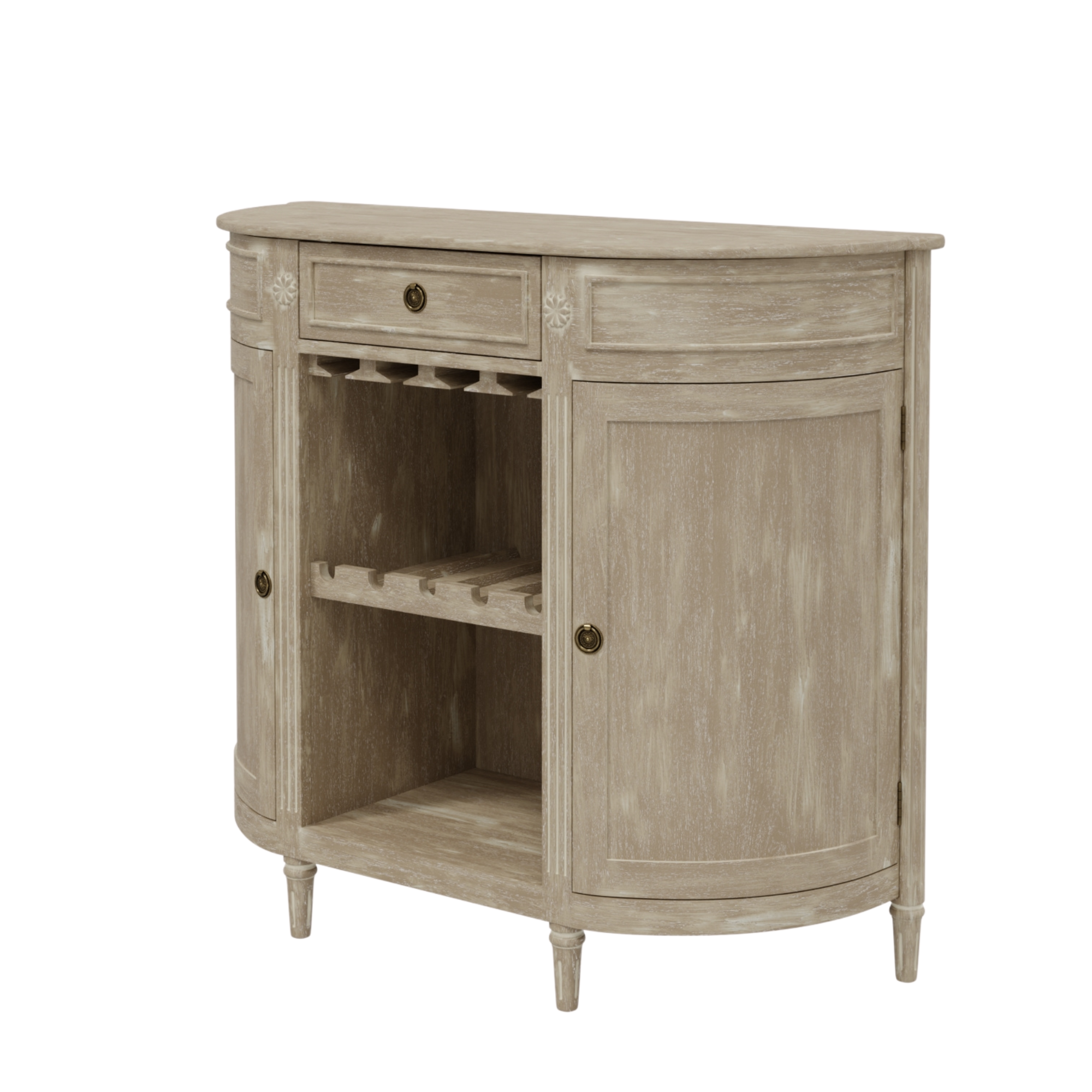 Alouette Washed Dove Grey 2 Door 1 Drawer Drinks Cabinet