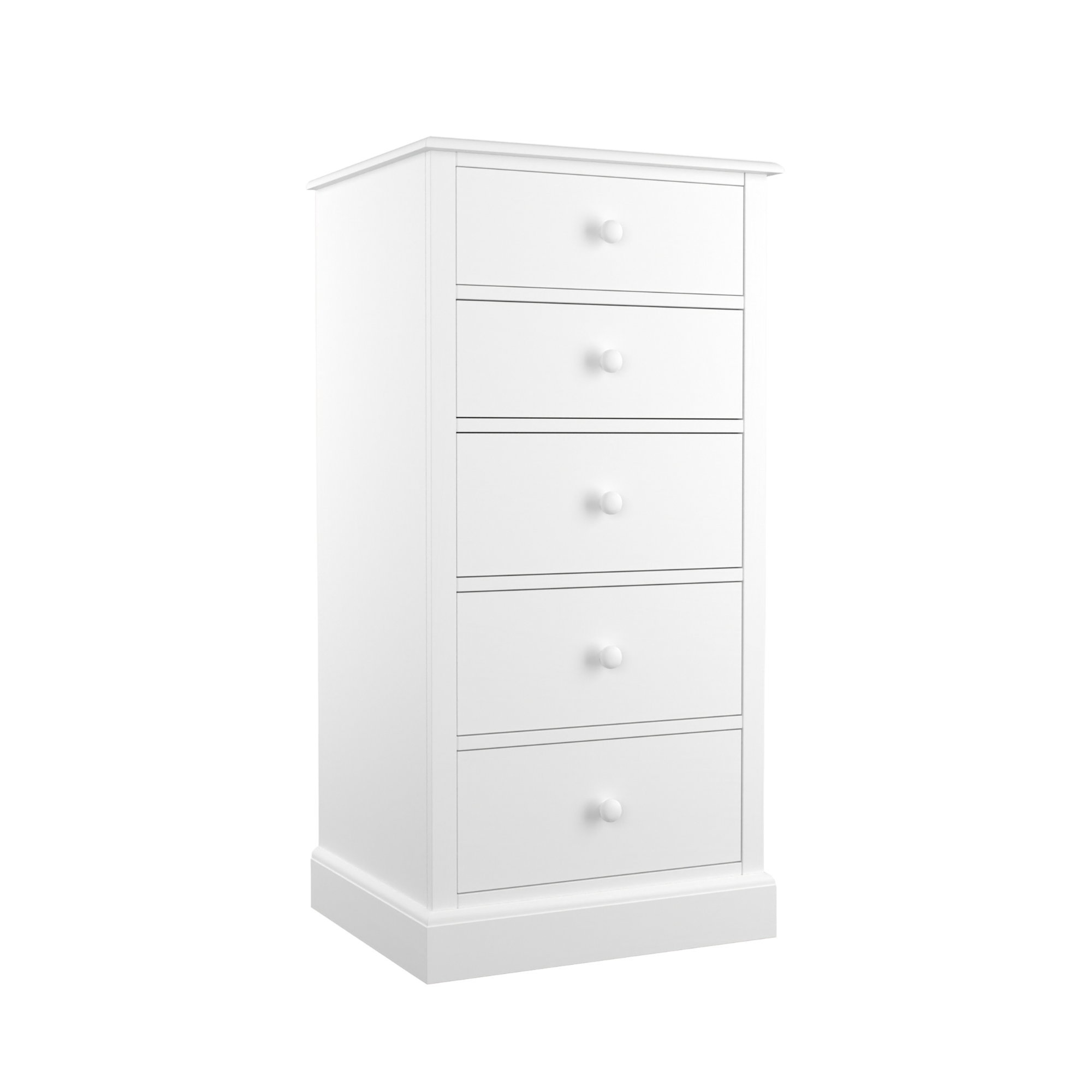 Ashwell Cotton White 5 Drawer Tall Chest