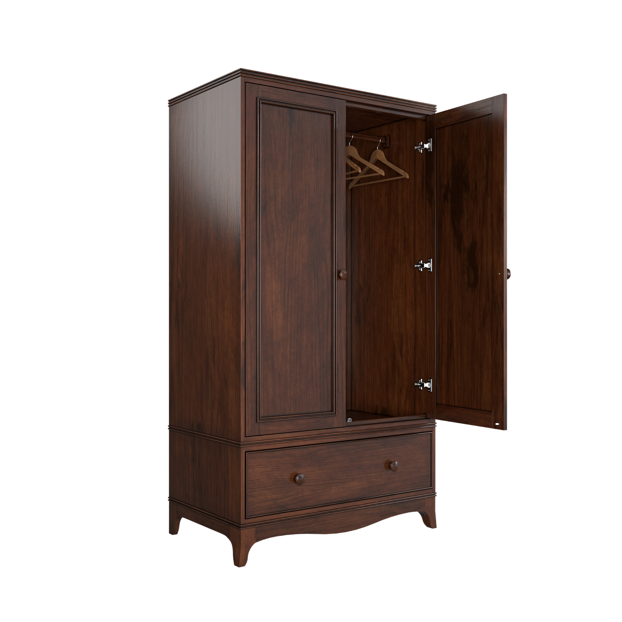 Broughton Dark Wood 2 Door 1 Drawer Wardrobe