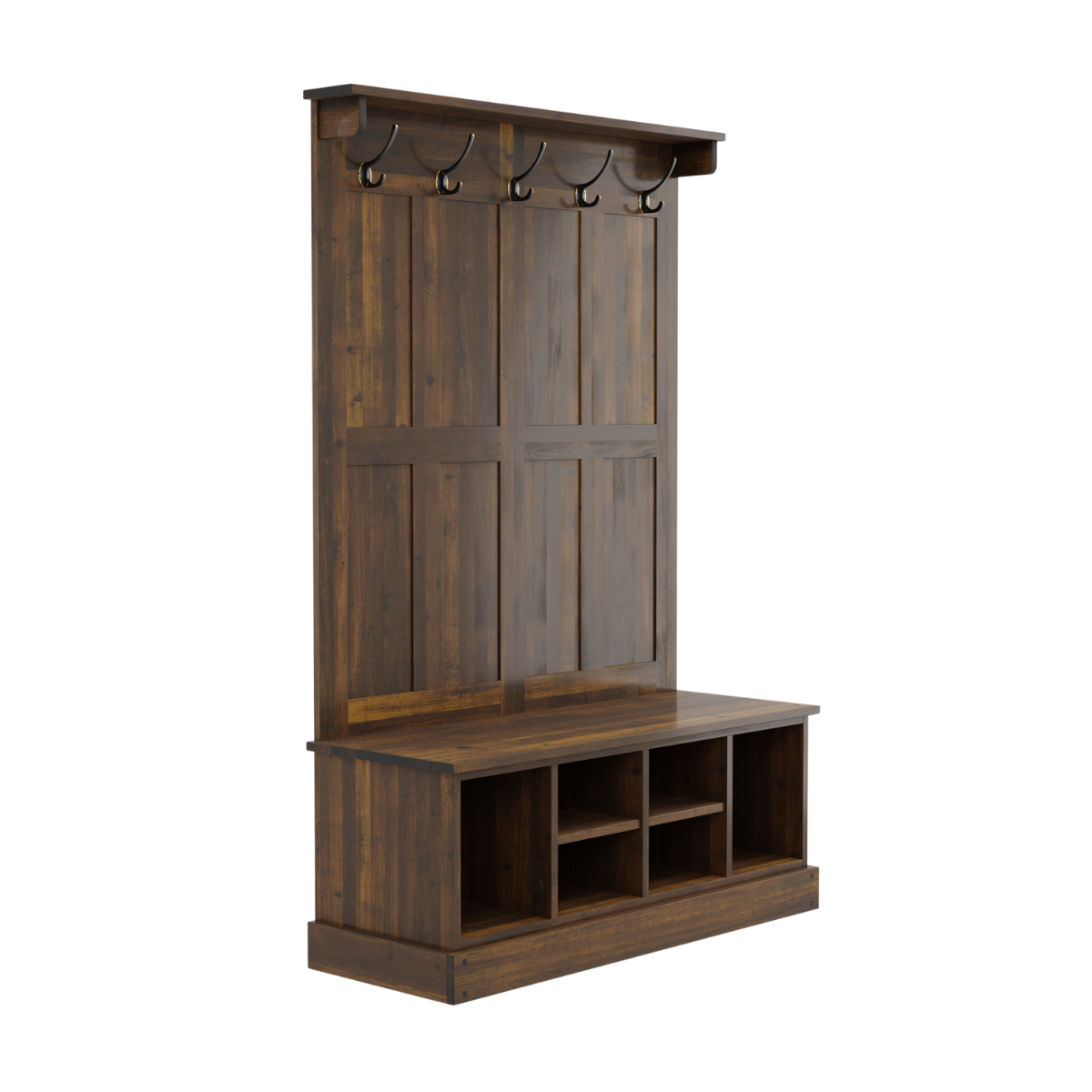 Garrat Dark Chestnut Tall Bench with Coat Rack