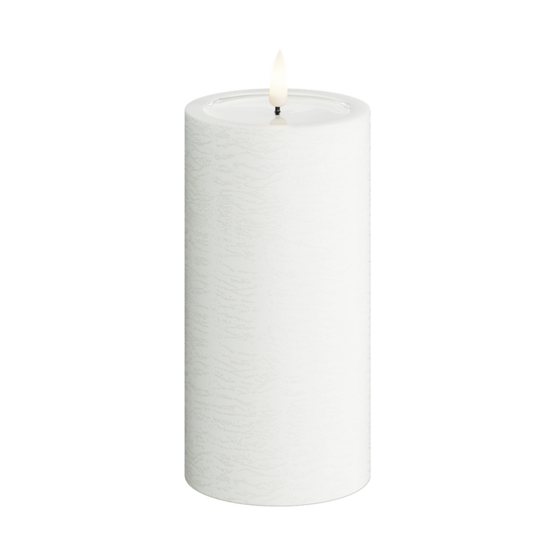 Textured Real Wax White LED Candle