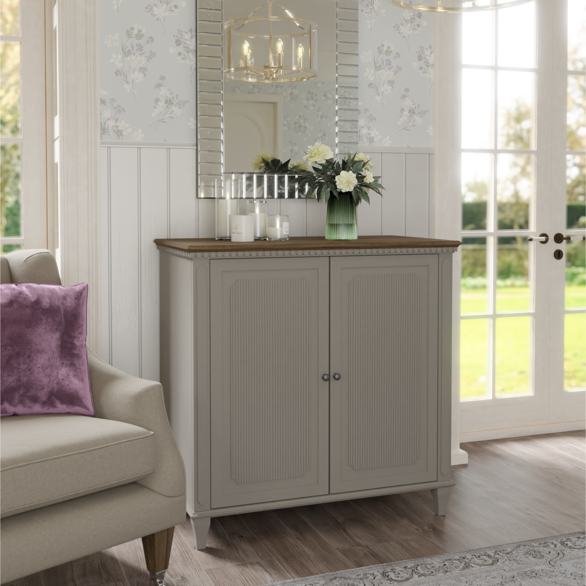 Hanover Pale French Grey Drinks Cabinet