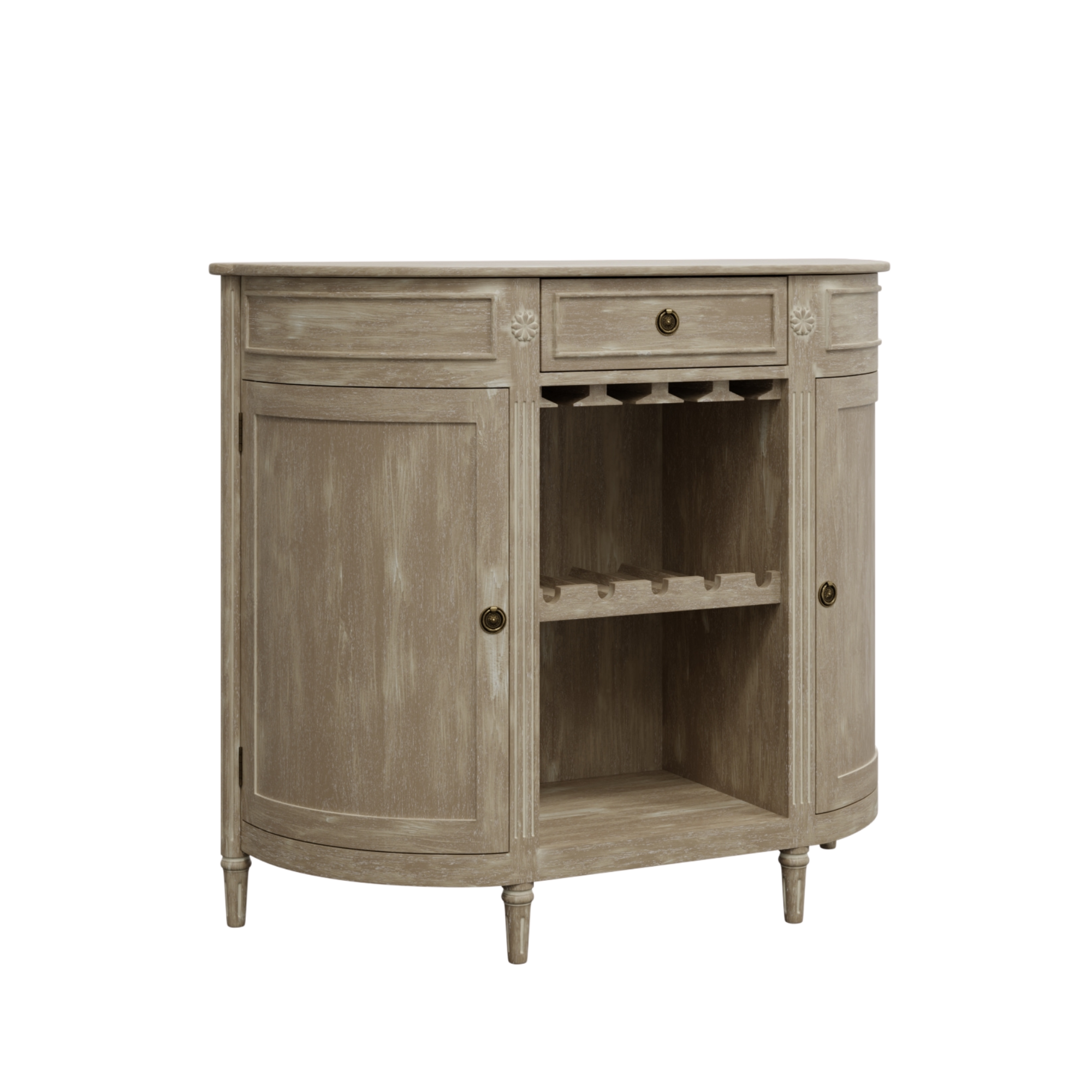 Alouette Washed Dove Grey 2 Door 1 Drawer Drinks Cabinet