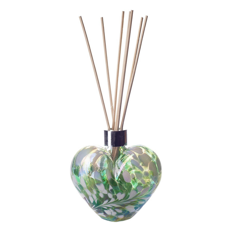 Glass Heart Reed Diffuser in Green & White