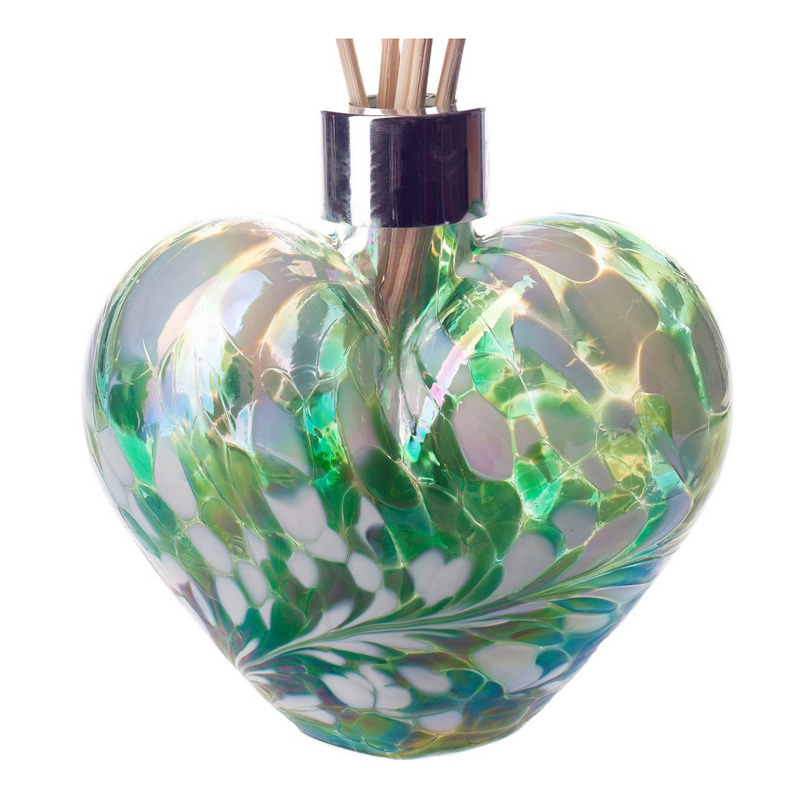 Glass Heart Reed Diffuser in Green & White