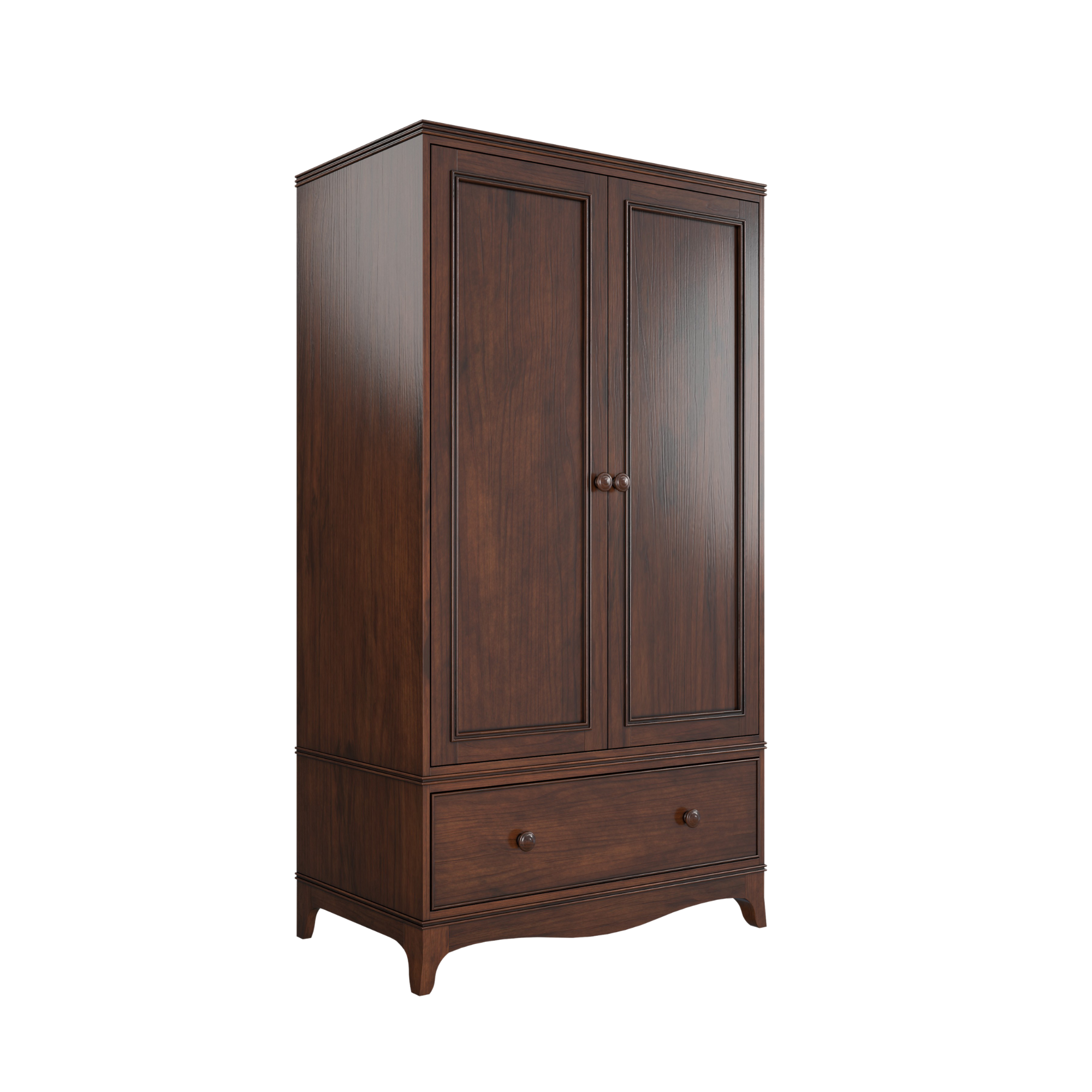 Broughton Dark Wood 2 Door 1 Drawer Wardrobe