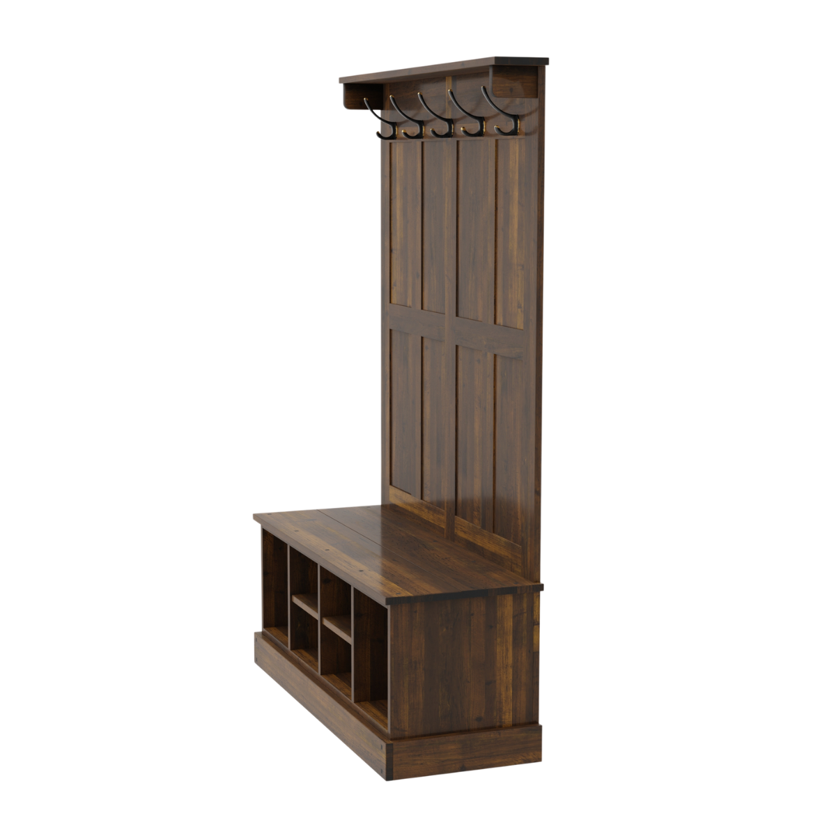 Garrat Dark Chestnut Tall Bench with Coat Rack