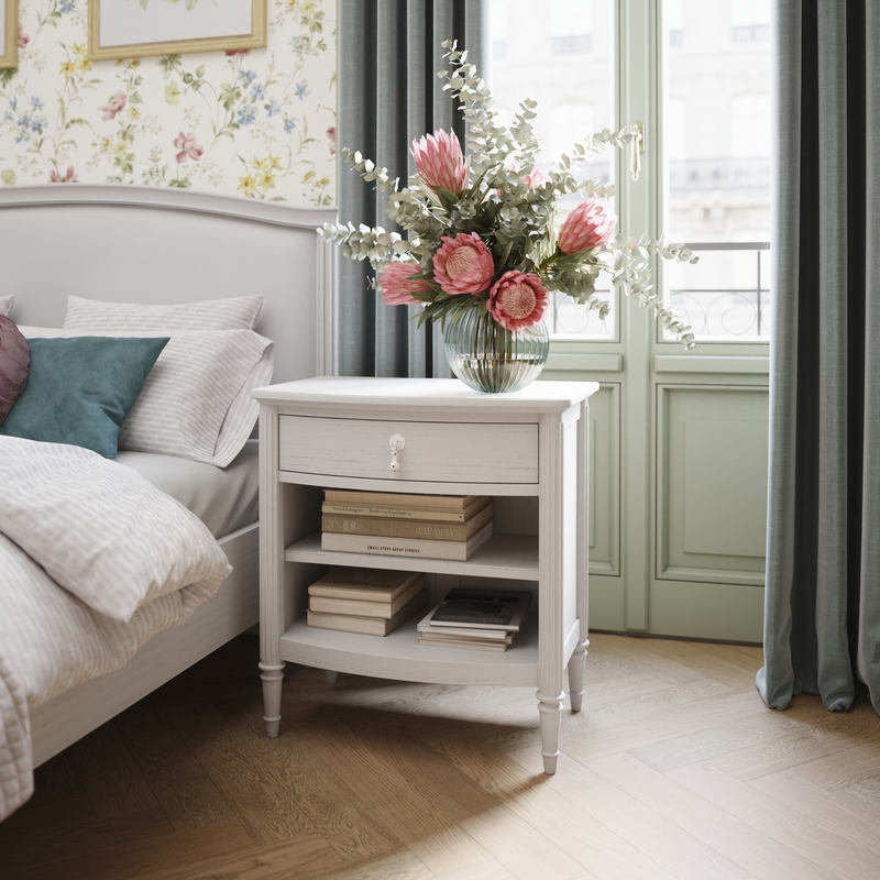 Bramford White Washed Oak 1 Drawer Bedside Cabinet