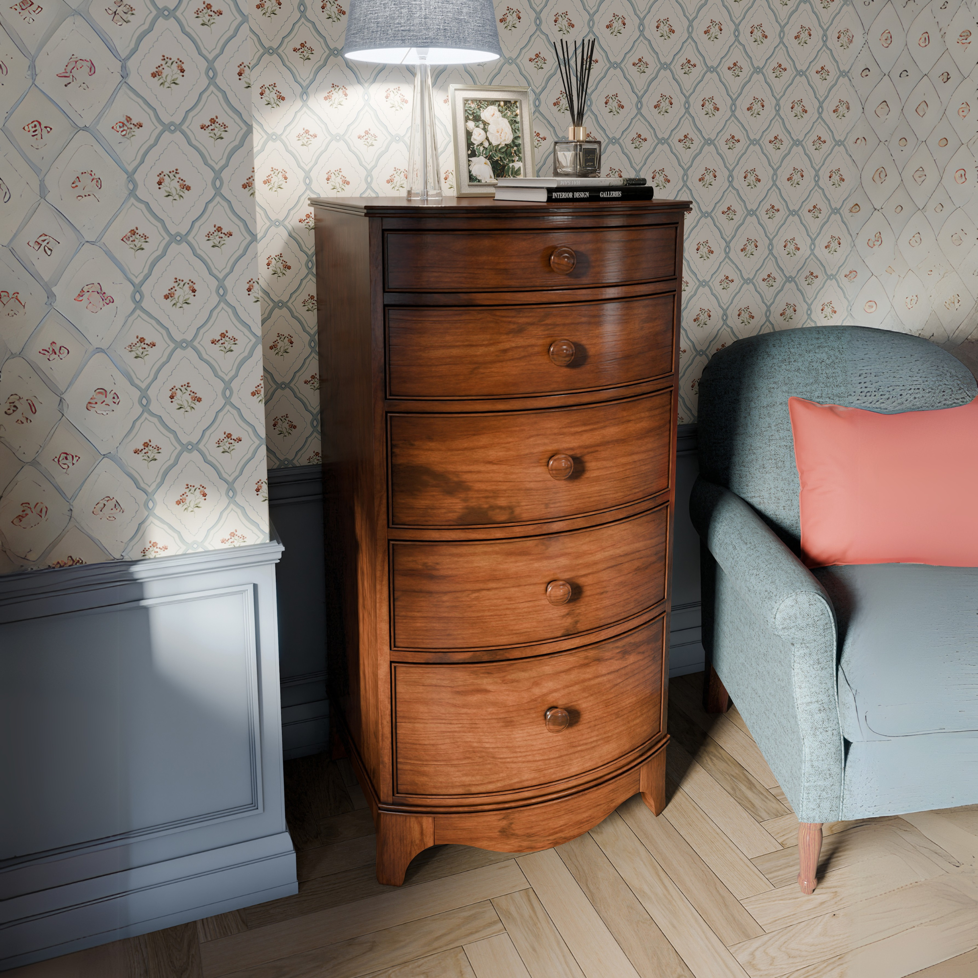 Broughton Dark Wood 5 Drawer Chest