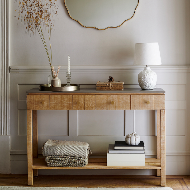 Braystone Washed Oak 2 Drawer Console Table