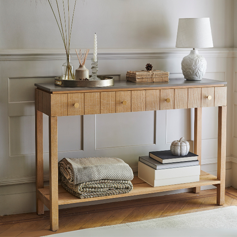 Braystone Washed Oak 2 Drawer Console Table