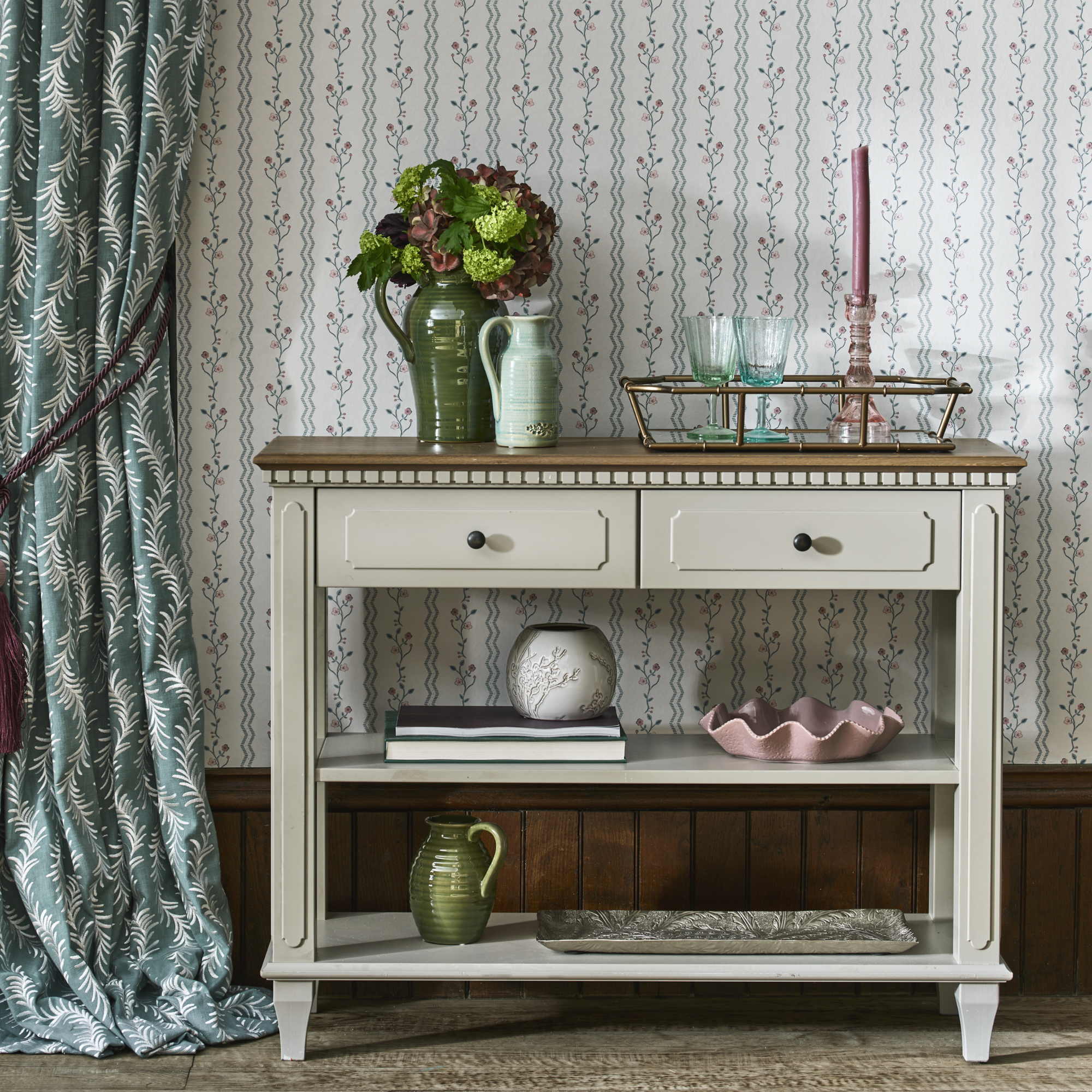 Hanover Pale French Grey 2 Drawer Console Table