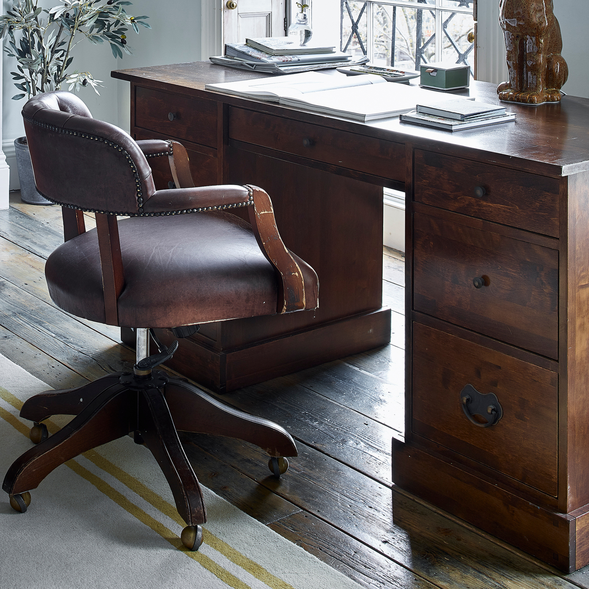 Garrat Dark Chestnut 7 Drawer Desk