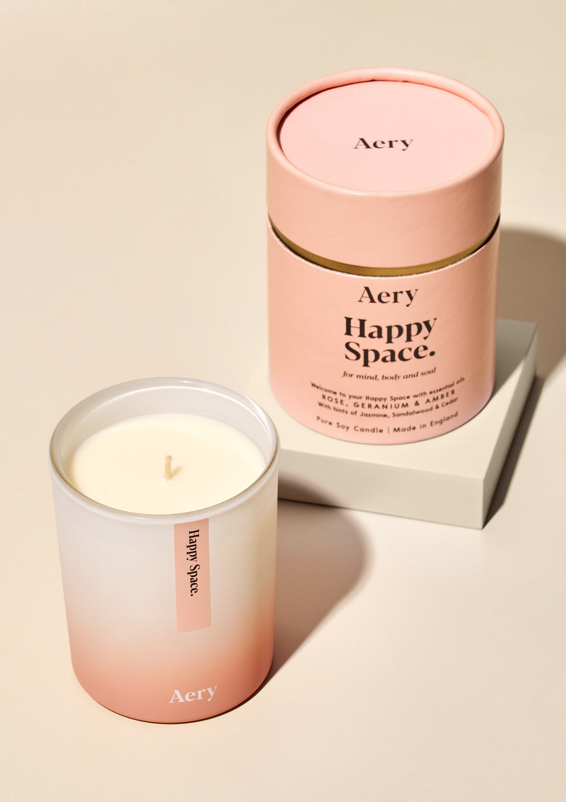 Happy Space Aromatherapy Candle - Rose, Geranium and Amber