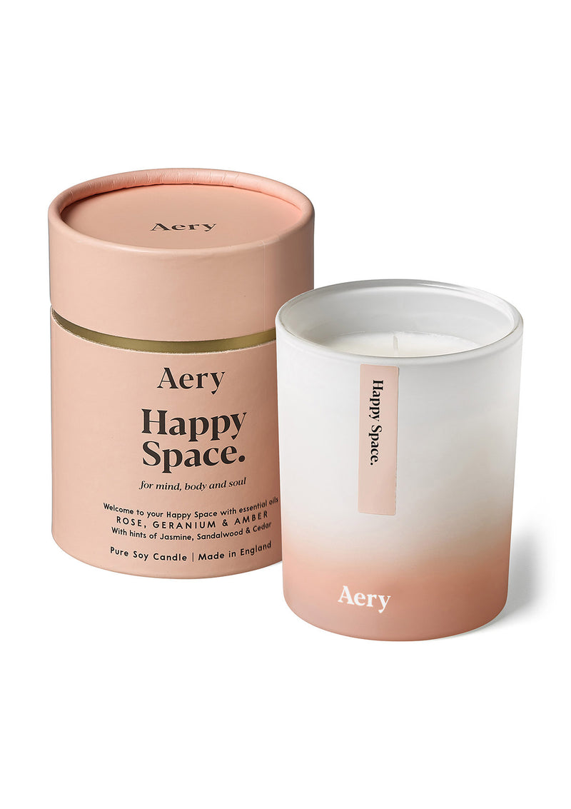 Happy Space Aromatherapy Candle - Rose, Geranium and Amber