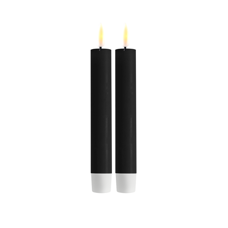 Flameless LED Black Set of 2 Dinner Candles