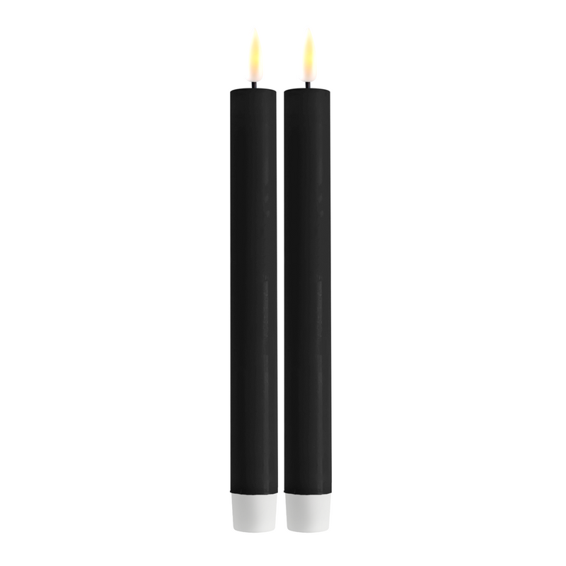 Flameless LED Black Set of 2 Dinner Candles