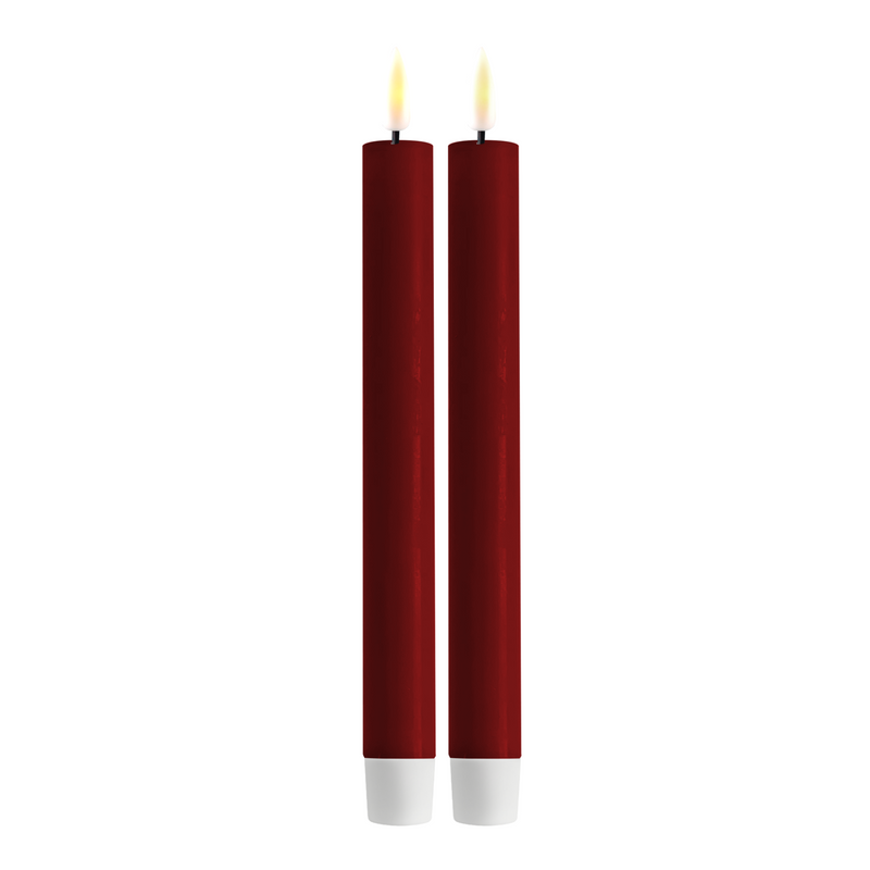 Flameless LED Bordeaux Set of 2 Dinner Candles