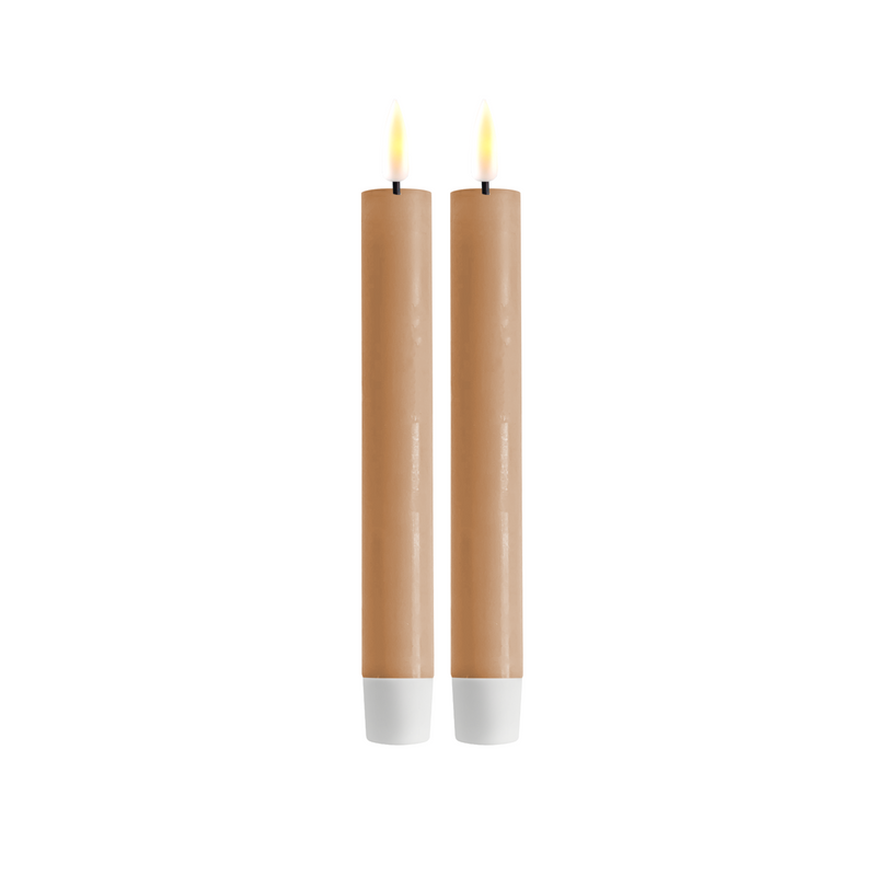 Flameless LED Caramel Set of 2 Dinner Candles