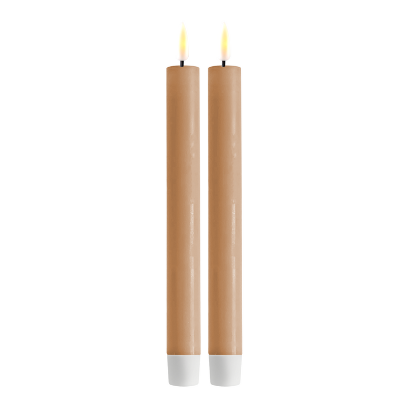 Flameless LED Caramel Set of 2 Dinner Candles