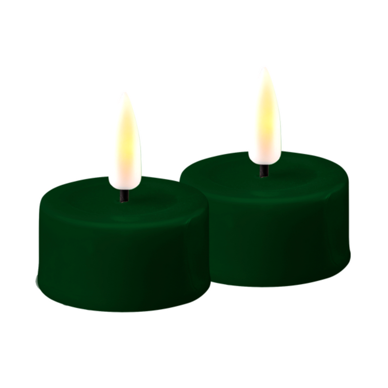 Flameless LED Dark Green Set of 2 Tealights