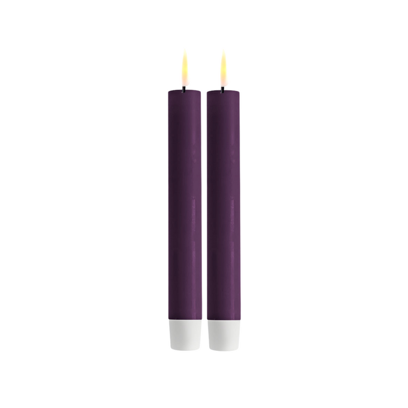 Flameless LED Dark Purple Set of 2 Dinner Candles