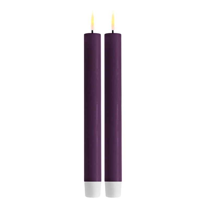 Flameless LED Dark Purple Set of 2 Dinner Candles