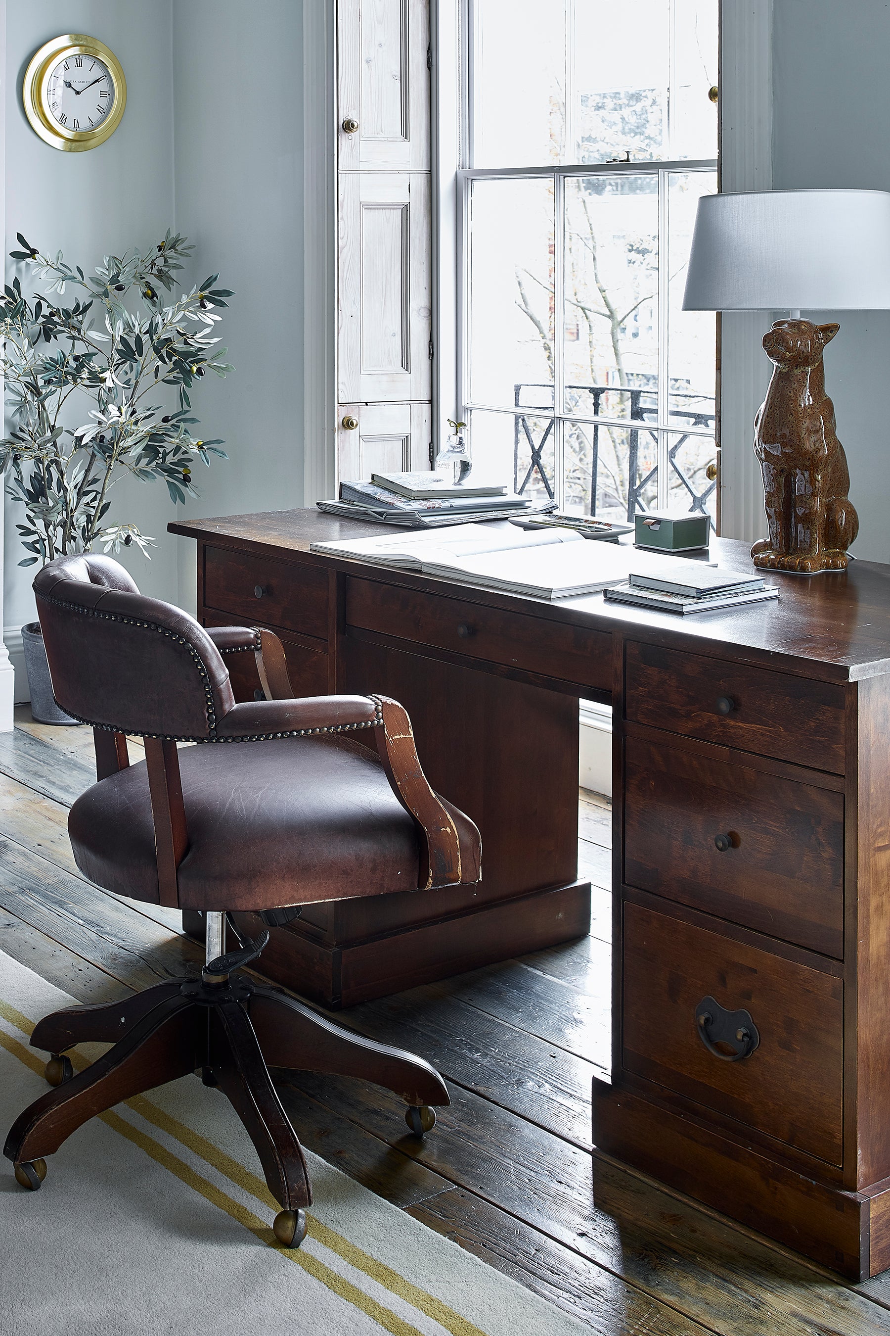 Garrat Dark Chestnut 7 Drawer Desk