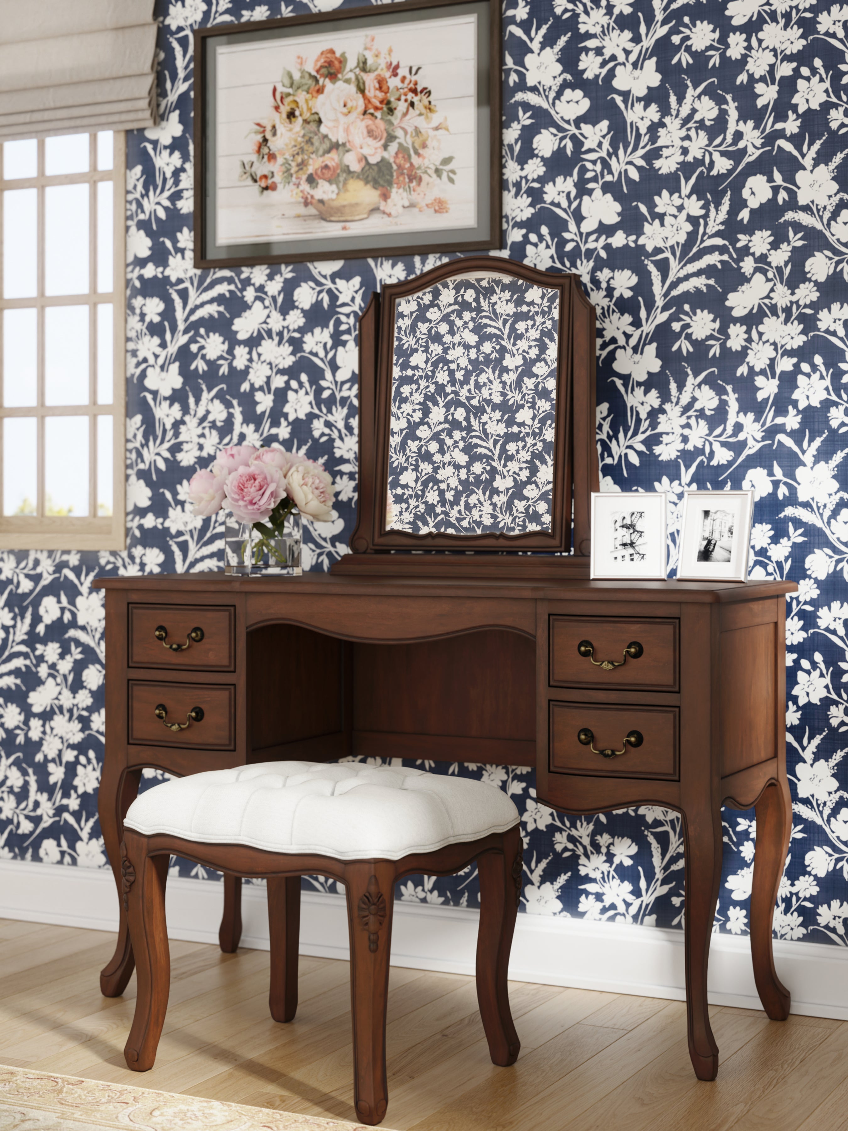 Montpellier Walnut Dressing Table & Stool Set